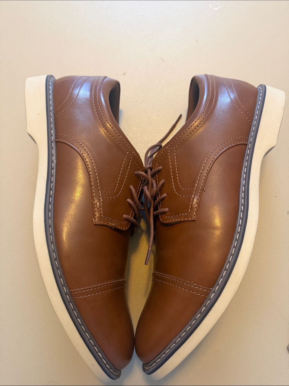 Alfani Men's Cognac Brown Leather Lace-Up Oxfords* NWOB or Tag - Picture 11 of 11
